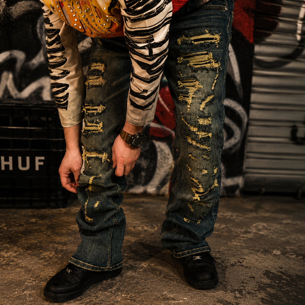 Jeans flare rasgado